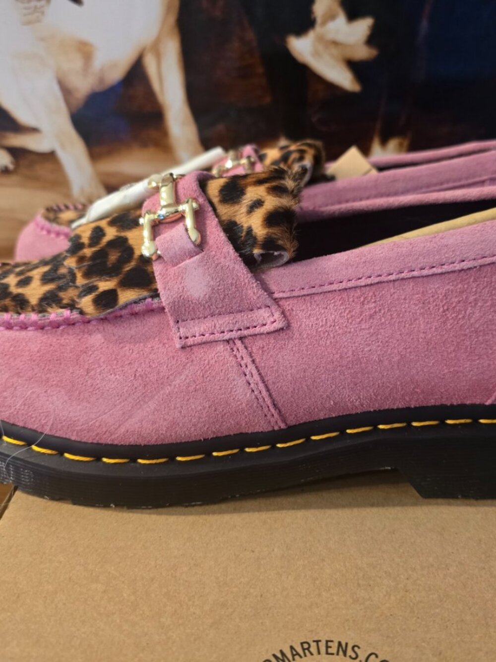 Dr. Martens Adrian Hair-On Leopard Snaffle Loafers Fondant Pink 31508099 Mens 10 - Picture 3 of 16